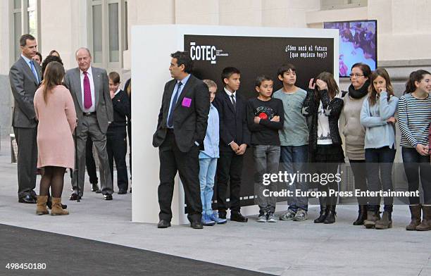 King Felipe VI of Spain and his father King Juan Carlos attend COTEC Foundation meeting on November 23, 2015 in Madrid, Spain.