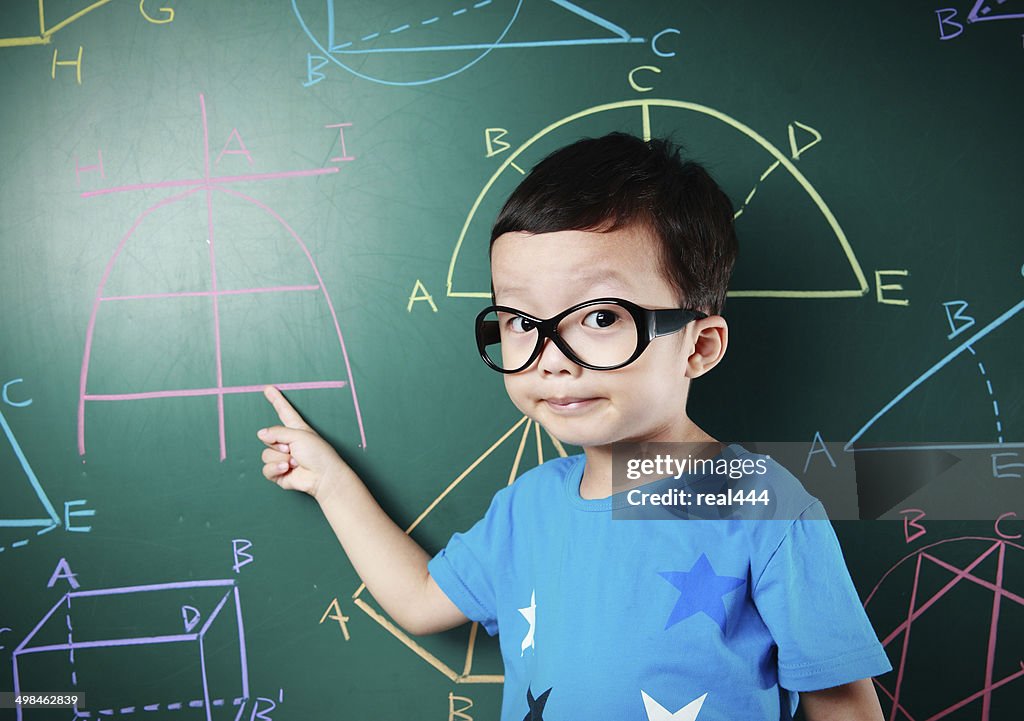 Cute asia children do arithmetic
