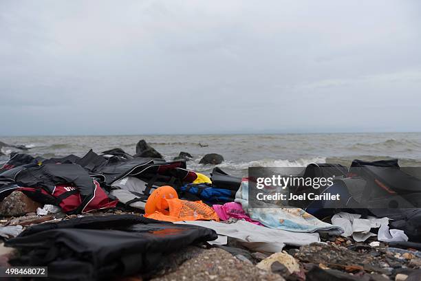 remains of migrant boat journey to europe - migrant vessel stock pictures, royalty-free photos & images