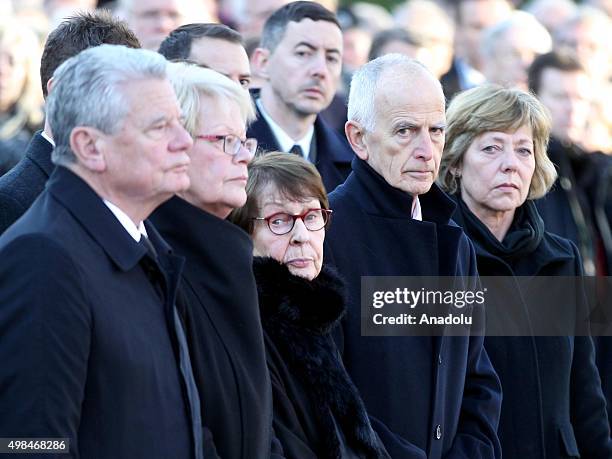 German President Joachim Gauck and Helmut Schmidt's daughter Susanne Schmidt attend the funeral ceremony of Germany's ex-chancellor Helmut Schmidt at...