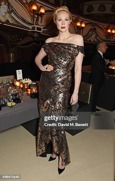 Gwendoline Christie attends a drinks reception at the British Fashion Awards in partnership with Swarovski at the London Coliseum on November 23,...