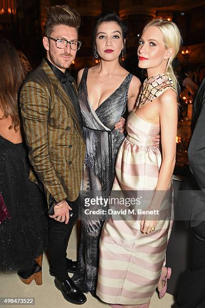 Henry Holland, Daisy Lowe and Poppy Delevingne attend a drinks reception at the British Fashion Awards in partnership with Swarovski at the London...
