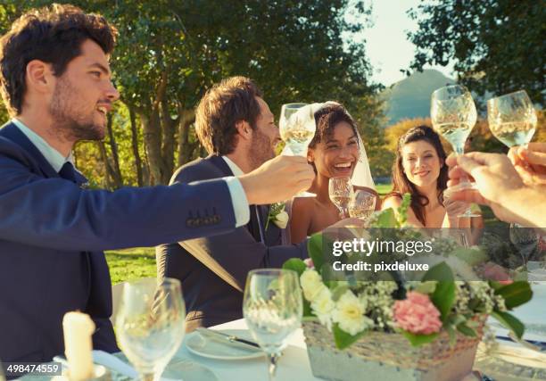 raise a glass! - wedding reception stockfoto's en -beelden