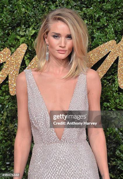 Rosie Huntington Whiteley attends the British Fashion Awards 2015 at London Coliseum on November 23, 2015 in London, England.