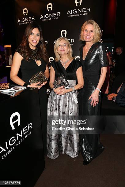 Alexandra Polzin, Sabine Postel and Sibylle Schoen, Aigner, during the Bambi Awards 2015 after show party at Stage Theater on November 12, 2015 in...