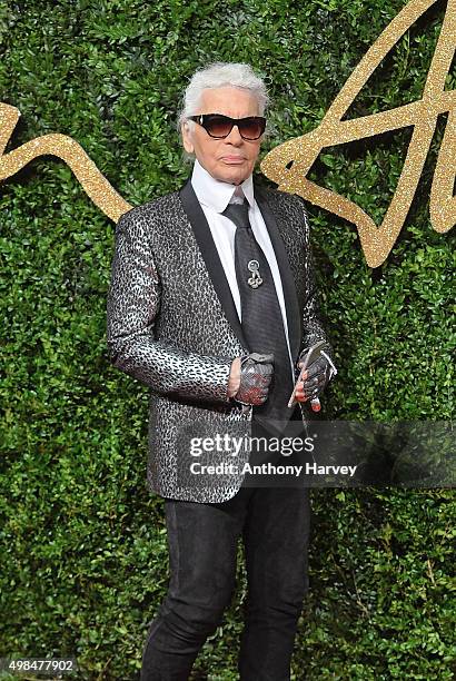 Karl Lagerfeld attends the British Fashion Awards 2015 at London Coliseum on November 23, 2015 in London, England.