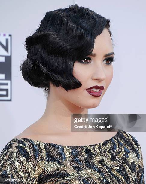 Recording artist Demi Lovato arrives at the 2015 American Music Awards at Microsoft Theater on November 22, 2015 in Los Angeles, California.