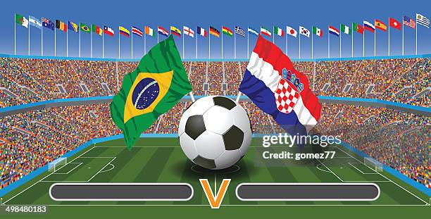 ilustraciones, imágenes clip art, dibujos animados e iconos de stock de partido de fútbol - brazil vs argentina football