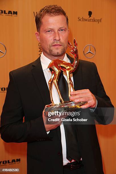 Til Schweiger with award during at the Bambi Awards 2015 winners board at Stage Theater on November 12, 2015 in Berlin, Germany.