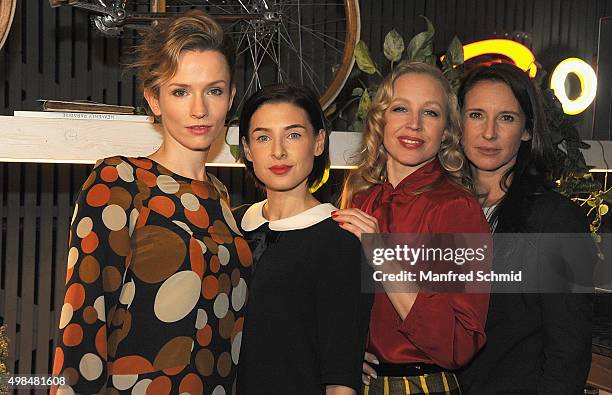 Adina Vetter, Martina Ebm, Nina Proll and Maria Koestlinger pose during the 'Vorstadtweiber' photo call at 25Hours Hotel Vienna on November 23, 2015...