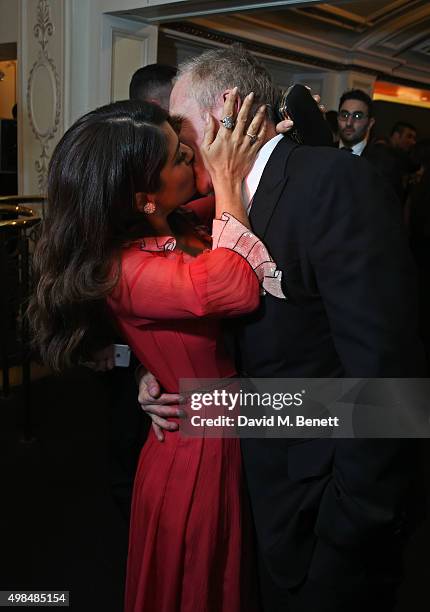 Salma Hayek and Francois-Henri Pinault attend the British Fashion Awards in partnership with Swarovski at the London Coliseum on November 23, 2015 in...