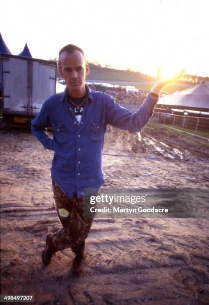 Fatboy Slim , portrait, backstage at Creamfields, United Kingdom, 1998.