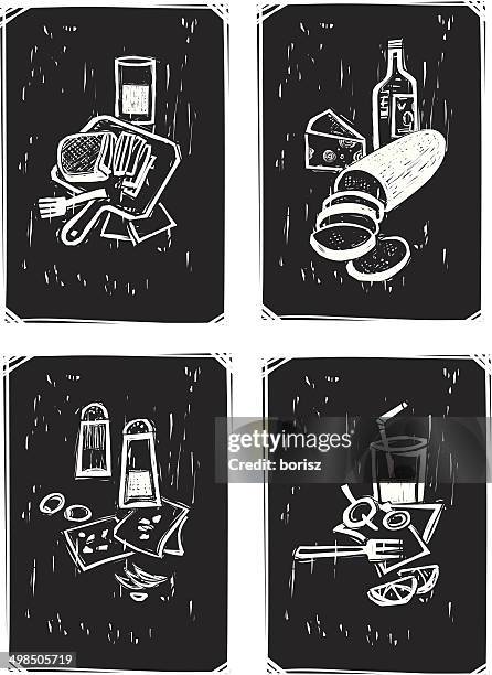 rustic cooking set - rustic silverware stock illustrations
