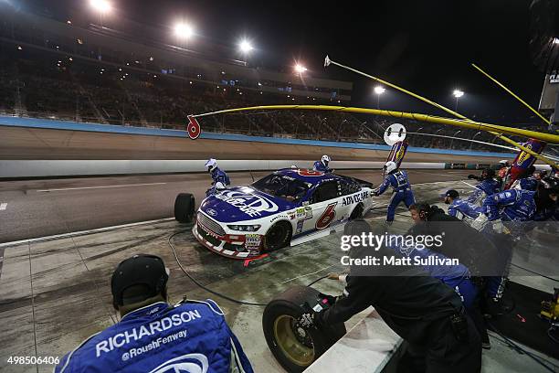 Trevor Bayne, driver of the AdvoCare Ford, during the NASCAR Sprint Cup Series Quicken Loans Race for Heroes 500 at Phoenix International Raceway on...