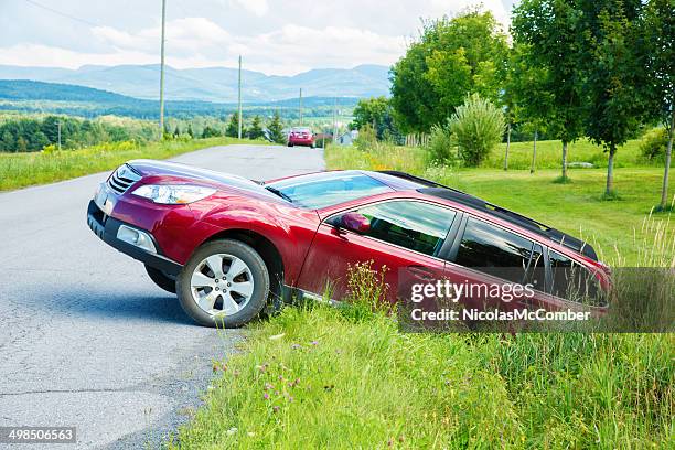 failed u-turn in treacherous ditch - ditch stock pictures, royalty-free photos & images