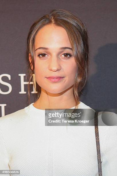 Actress Alicia Vikander attends the premiere of "The Danish Girl" commemorating the Annual Transgender Day of Remembrance at the United States Navy...