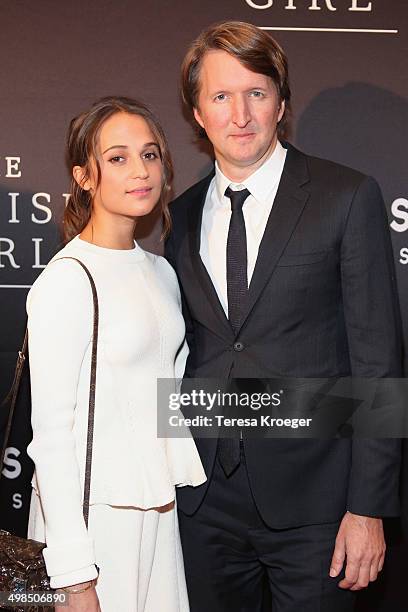 Actress Alicia Vikander and director Tom Hooper attend the premiere of "The Danish Girl" commemorating the Annual Transgender Day of Remembrance at...