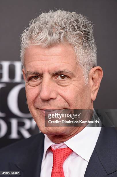 Chef Anthony Bourdain attends the premiere of "The Big Short" at Ziegfeld Theatre on November 23, 2015 in New York City.