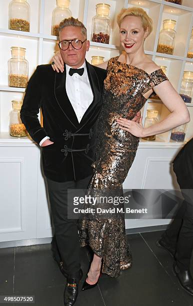 Giles Deacon and Gwendoline Christie attend the British Fashion Awards official afterparty hosted by St Martins Lane and sponsored by Ciroc Vodka at...