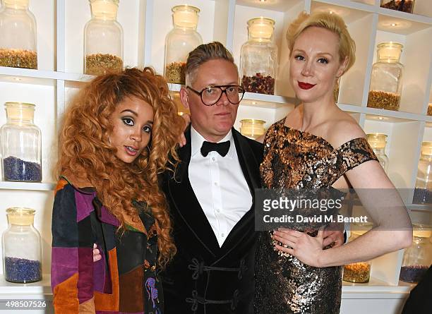 Jillian Hervey, Giles Deacon and Gwendoline Christie attend the British Fashion Awards official afterparty hosted by St Martins Lane and sponsored by...