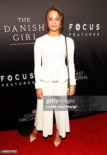 Actress Alicia Vikander attends the premiere of "The Danish Girl", commemorating the Annual Transgender Day of Remembrance at United States Navy...