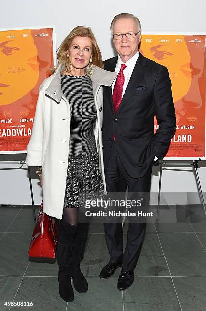 Ellen Ward Scarborough and Chuck Scarborough attend the New York screening of "Meadowland" directed by Reed Morano with Olivia Wilde hosted by Martin...