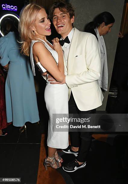 Pixie Lott and Oliver Cheshire attend the British Fashion Awards official afterparty hosted by St Martins Lane and sponsored by Ciroc Vodka at St...