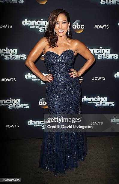 Dancer/TV personality Carrie Ann Inaba attends 'Dancing with the Stars' Season 21 at CBS Televison City on November 23, 2015 in Los Angeles,...