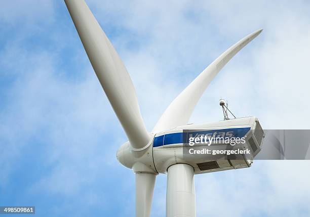 vestas wind turbine closeup - vestas wind turbines stock pictures, royalty-free photos & images