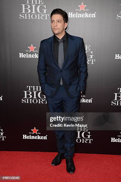 Actor John Magaro attends the premiere of "The Big Short" at Ziegfeld Theatre on November 23, 2015 in New York City.