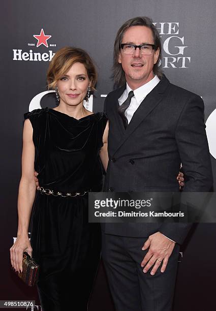 Actress Mili Avital and screenwriter Charles Randolph attend the premiere of "The Big Short" at Ziegfeld Theatre on November 23, 2015 in New York...