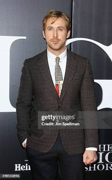 Actor Ryan Gosling attends the "The Big Short" New York premiere at Ziegfeld Theater on November 23, 2015 in New York City.