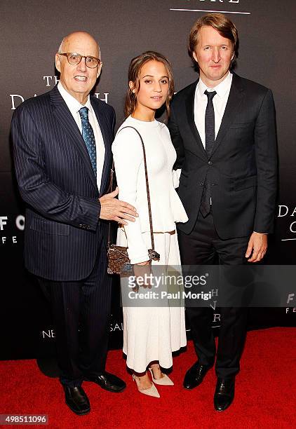 Actor Jeffrey Tambor, Actress Alicia Vikander and "The Danish Girl" Producer/Director Tom Hooper attend the premiere of "The Danish Girl",...