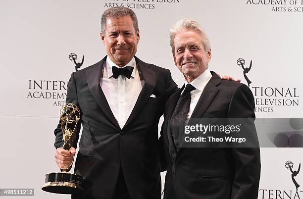 Special Directorate Award Recipient Chairman & CEO, Home Box Office Richard Plepler and Presenter, Actor Michael Douglas attend 43rd International...