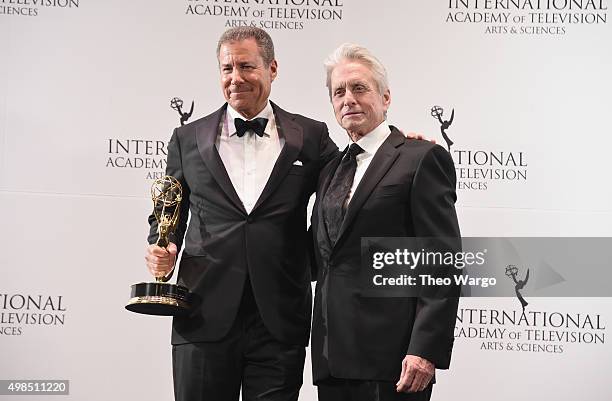 Special Directorate Award Recipient Chairman & CEO, Home Box Office Richard Plepler and Presenter, Actor Michael Douglas attend 43rd International...