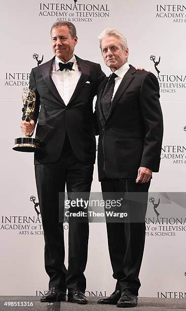 Special Directorate Award Recipient Chairman & CEO, Home Box Office Richard Plepler and Presenter, Actor Michael Douglas attend 43rd International...