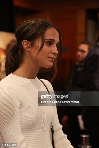 Actress Alicia Vikander attends the premiere of "The Danish Girl", commemorating the Annual Transgender Day of Remembrance at United States Navy...