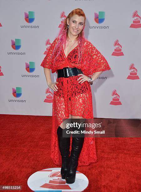 Maria Barracuda of the musical group Jotdog attends the 16th Latin GRAMMY Awards at the MGM Grand Garden Arena on November 19, 2015 in Las Vegas,...