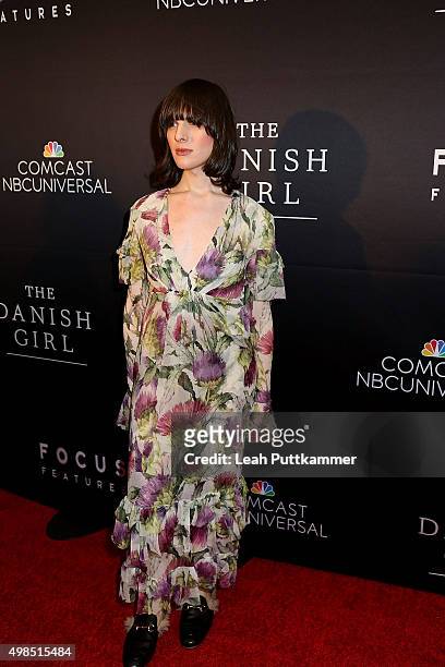 Hari Nef attends the premiere of "The Danish Girl", commemorating the Annual Transgender Day of Remembrance at United States Navy Memorial on...