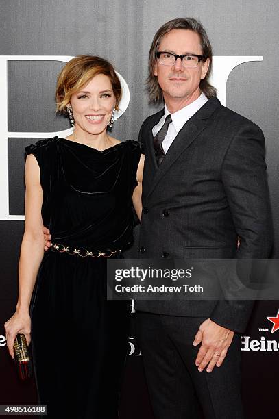 Mili Avital and Charles Randolph attend "The Big Short" New York premiere at Ziegfeld Theater on November 23, 2015 in New York City.