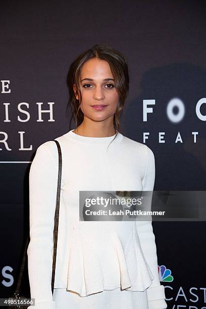 Actress Alicia Vikander attends the premiere of "The Danish Girl", commemorating the Annual Transgender Day of Remembrance at United States Navy...