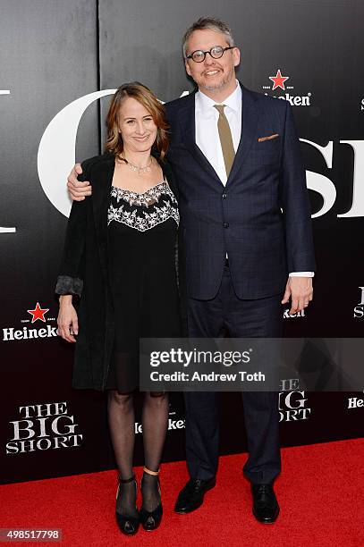 Shira Piven and Adam McKay attend "The Big Short" New York premiere at Ziegfeld Theater on November 23, 2015 in New York City.