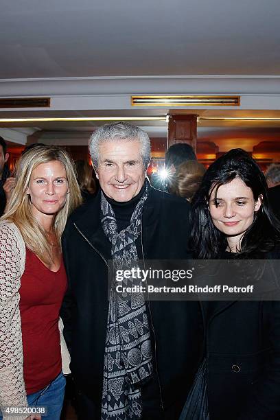 Sarah Lelouch, Claude Lelouch and Salome Lelouch attend The 'Un + Une' Paris Premiere Party At Club 13 on November 23, 2015 in Paris, France.