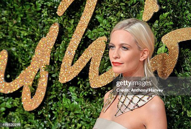Poppy Delevingne attends the British Fashion Awards 2015 at London Coliseum on November 23, 2015 in London, England.