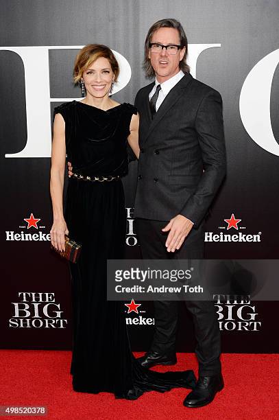 Mili Avital and Charles Randolph attend "The Big Short" New York premiere at Ziegfeld Theater on November 23, 2015 in New York City.