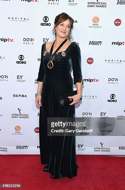 Nominee for Best Performance By An Actress for Qevitne Anneke von der Lippe attends the 43rd International Emmy Awards on November 23, 2015 in New...