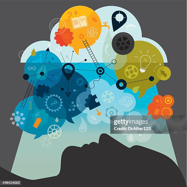 learning in alpha state - creative thinking stock illustrations