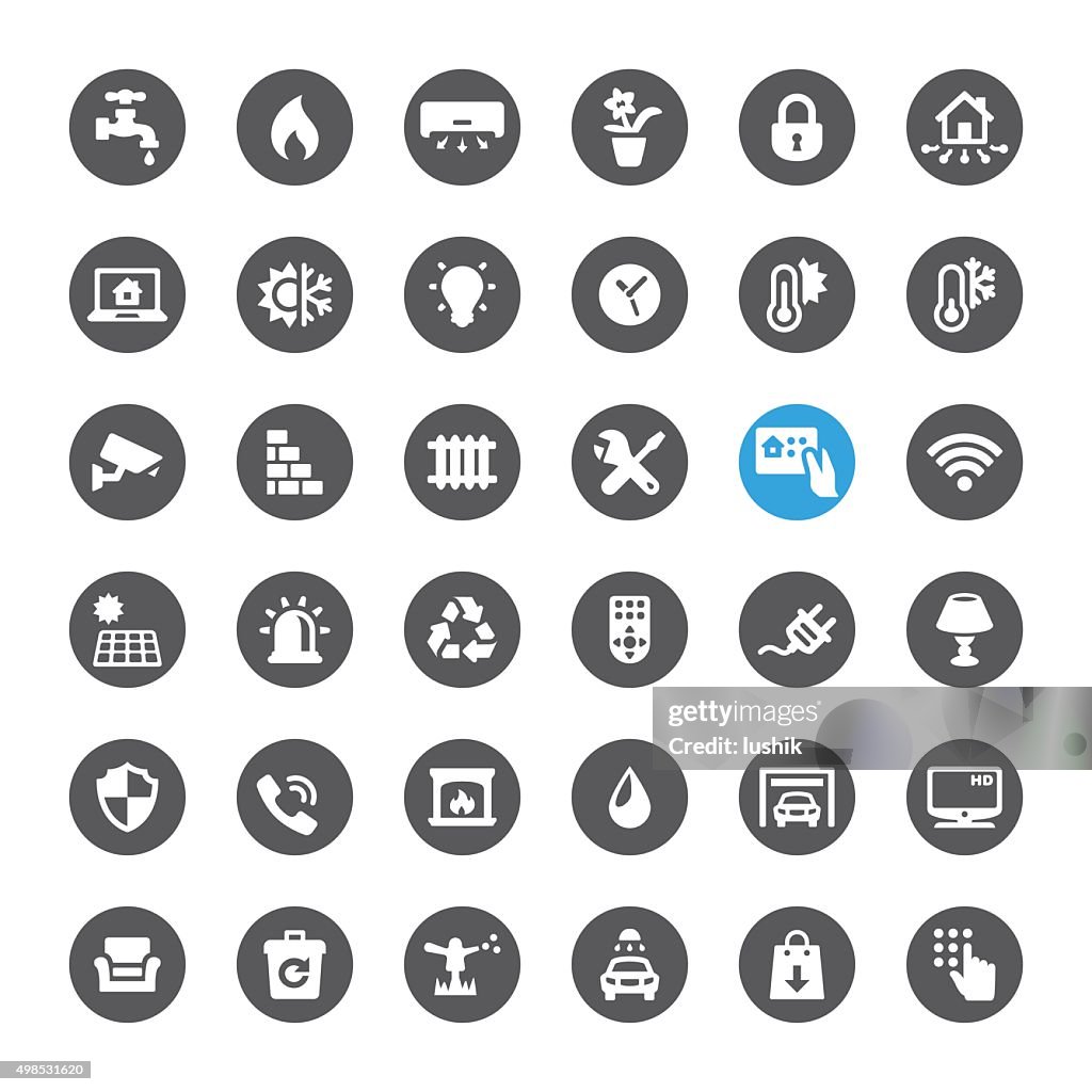 Smart House Technology related vector icons