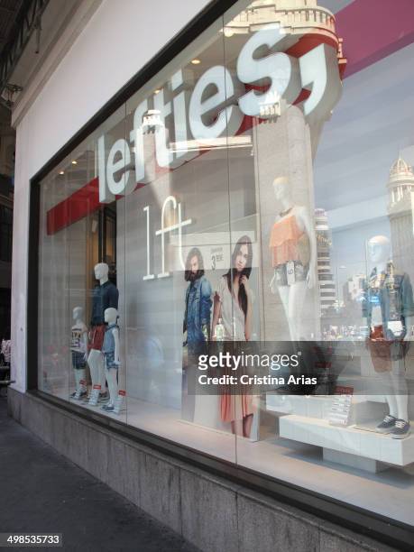 Lefties Store in Madrid's Gran Via, Lefties is the brand name used in some of the Inditex Group stores to sell cheap fashion collections and remains...