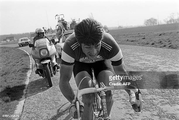 Photo taken on April 13, 1980 of Belgian cyclist Roger De Vlaeminck at the 78th edition of the Paris-Roubaix race. Roger De Vlaeminck, the holder of...